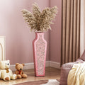 Handmade Crystal Glass Floor Vase Pink Floor Vase
