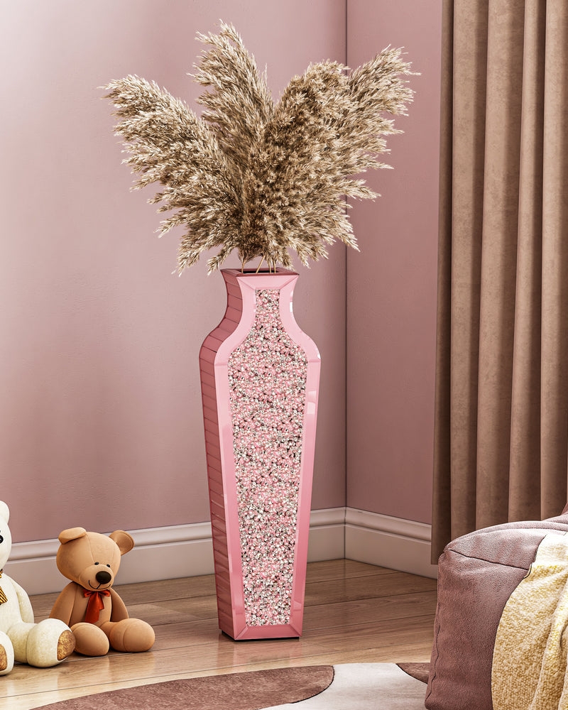 Handmade Crystal Glass Floor Vase Pink Floor Vase