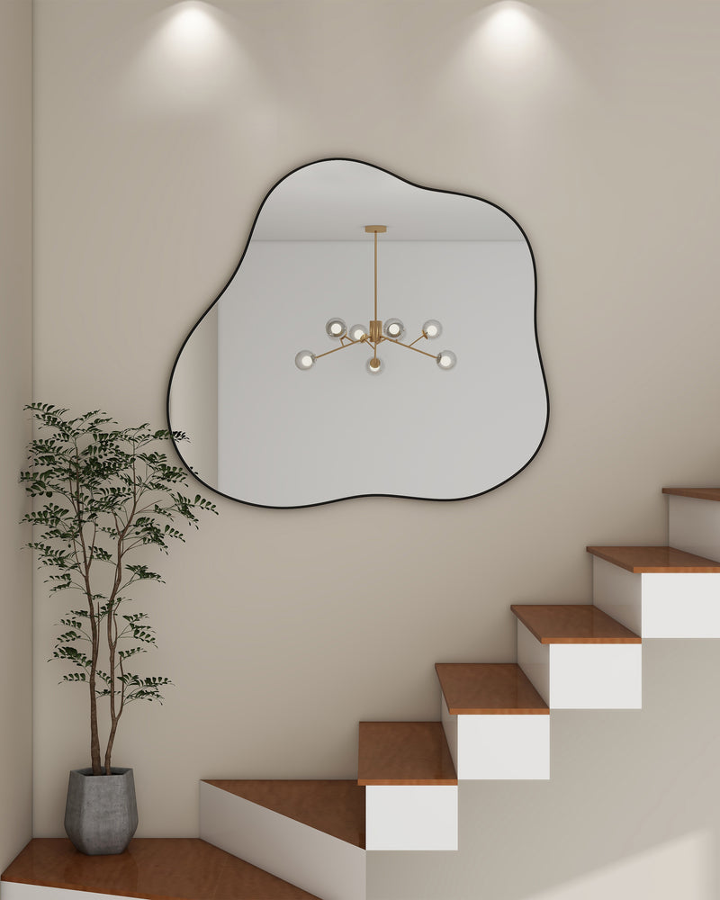 Black Asymmetrical Wall Mirror Cloud-Shaped Accent Mirror