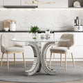 Mirror Glass Pedestal Dining Table with Tempered Glass Tabletop