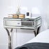 Mirrored Bedside Table with Stainless Steel,Silver Single Drawer Mirrored Night Table
