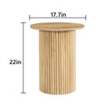Natural Wood Round Wood End Table Fluted Pedestal Side Table