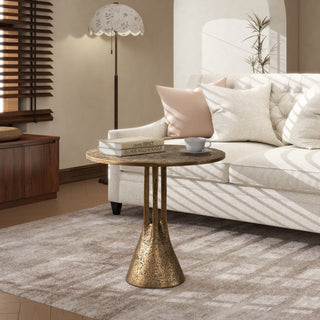 Antique Brass Round End Table 23.62" W x 23.62" D x 22.05" H