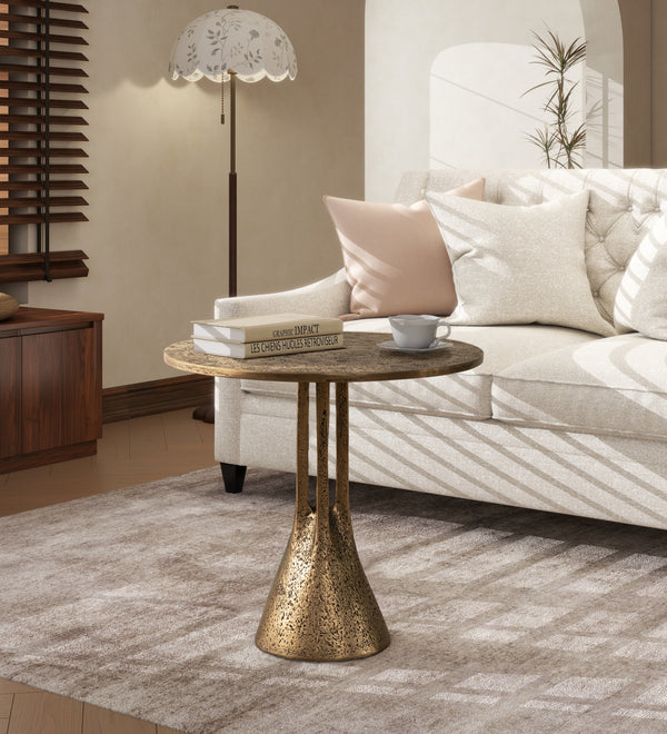 Antique Brass Round End Table