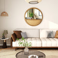 Rattan Round Mirror Bohemian Accent Wall Mirror