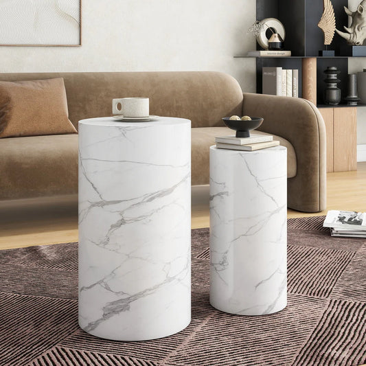 White Coffee Table Sets Modern Marble Top Side Table