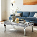 Mirror Glass Coffee Table Lift Top Accent Table with Hidden Storage