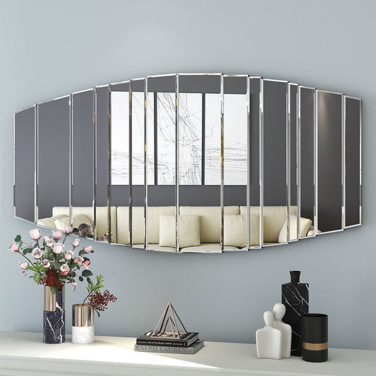 SHYFOY Modern Sunburst Framless Irregular Accent Wall Mirror - 43.3"×21.65"