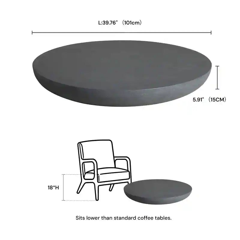 Black Minimalist Round Magnesium Oxide Coffee Table