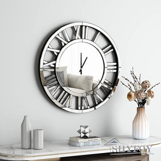 SHYFOY 18 inches Acrylic Mirrored Wall Clock Decorative, Real Moving Gear Big Time Clock /SF-MC119