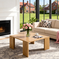 Square Coffee Table, Solid Ash Wood Coffee Table Accent Table for Living Room