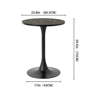 Black Round Bar Table Metal Base Dining Table