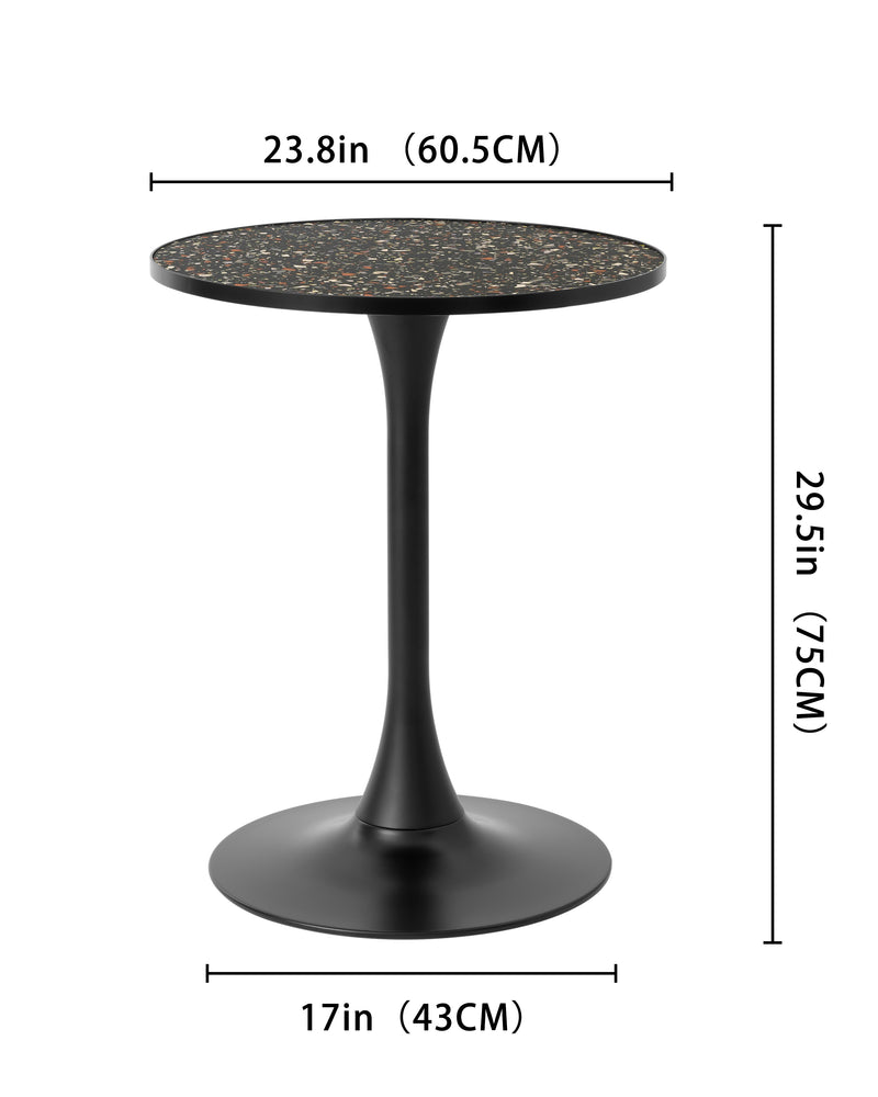 Black Round Bar Table Metal Base Dining Table