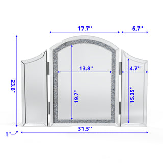 SHYFOY Trifold Mirror Vanity-Crushed Diamond 3 Way Mirror Bedrooms