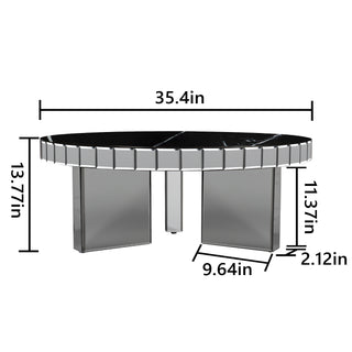 Black Mirrored Coffee Table with Marble Pattern
