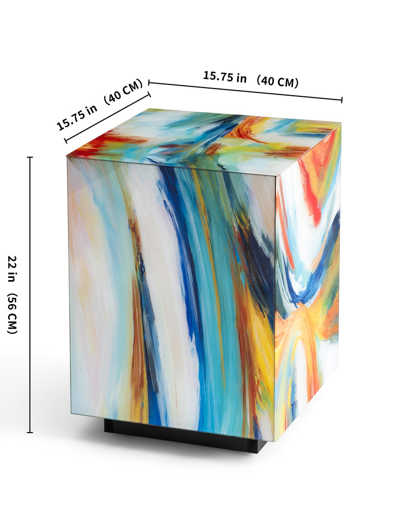 Abstract Art Graffiti Glass End Table