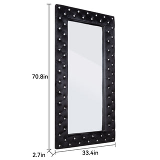 Oversized Full Length Mirror - Black Crystal Tufted
