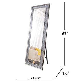 Rectangle Glass Mirror Accent Diamond Full Length Floor Mirror