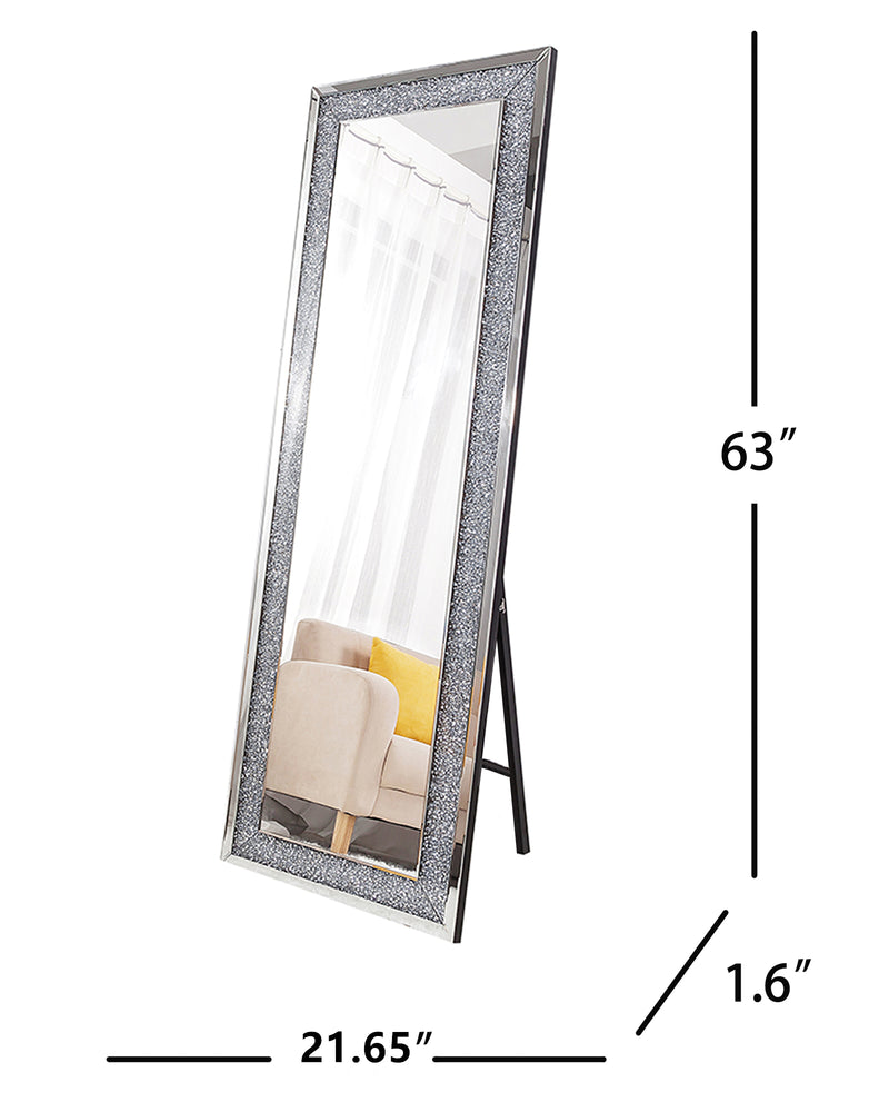 Rectangle Glass Mirror Accent Diamond Full Length Floor Mirror