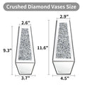 Crushed Diamond Mirrored Vases Set of 2, Silver Glass Flower Vases