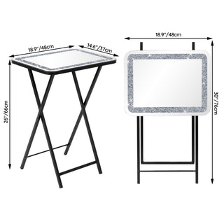 Sleek Glass Mirrored Side Table with Metal Leg