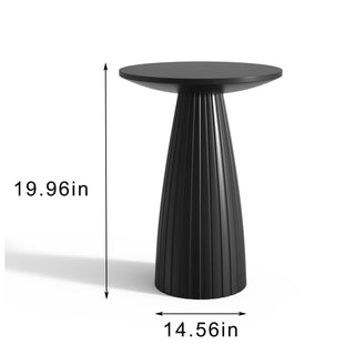 Round Black Side Table End Table with Pedestal Fluted Base