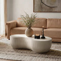 Fluted Magnesium Oxide Modern Sculptural Coffee Table