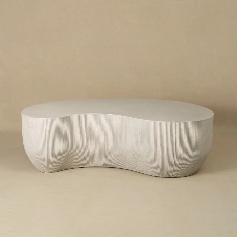 Fluted Magnesium Oxide Modern Sculptural Coffee Table