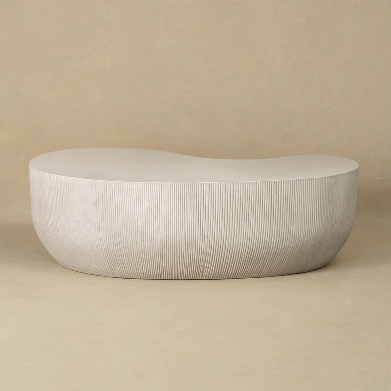 Fluted Magnesium Oxide Modern Sculptural Coffee Table