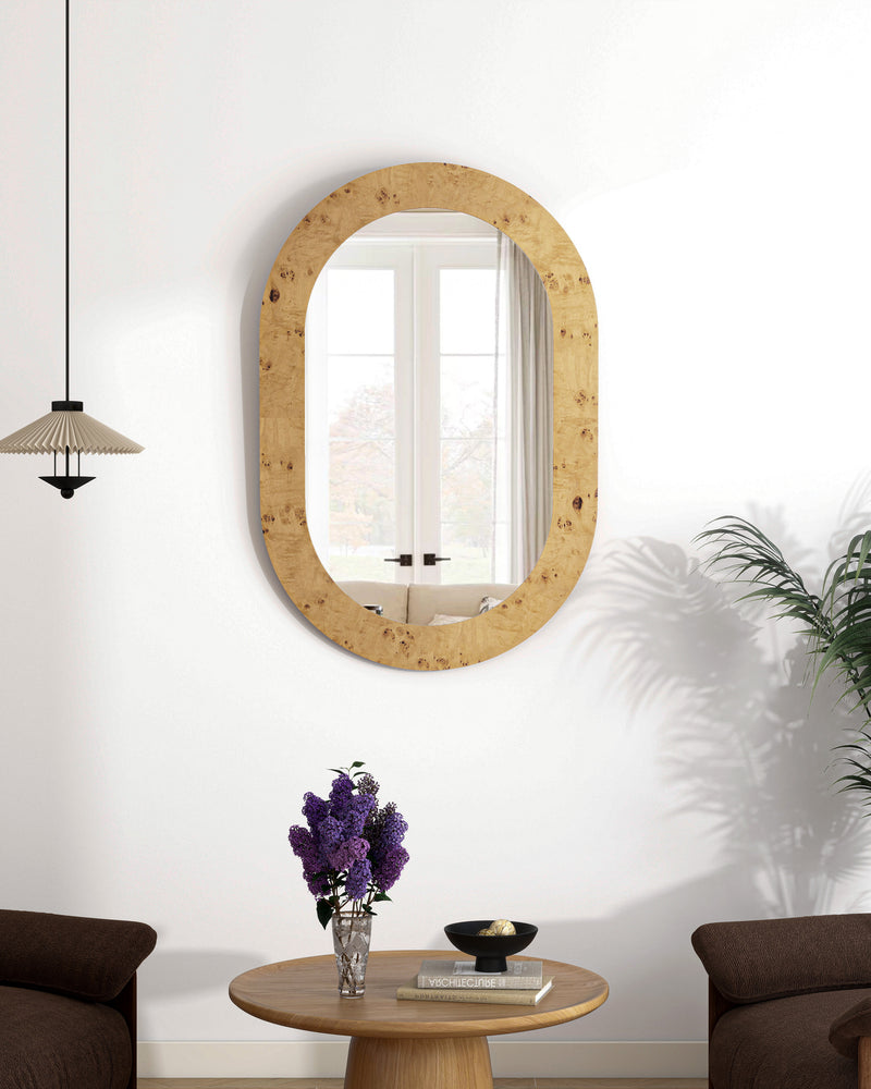 Elegant Wood Frame Oval Wall Mirror