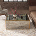 Mirrored Coffee Table, Rectangular Glass Dinning Table with Brushed Gold Frame