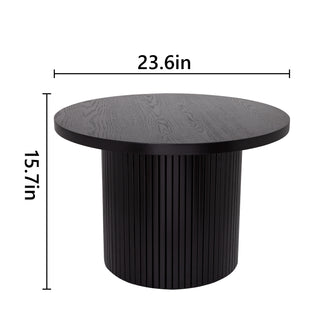 Black Pedestal Wood Round Coffee Table