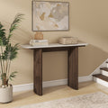 Walnut Marble Console Table Entryway Table with Fluted Base