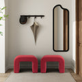 Red Upholstered Foot Stool Modern Pouf Ottoman