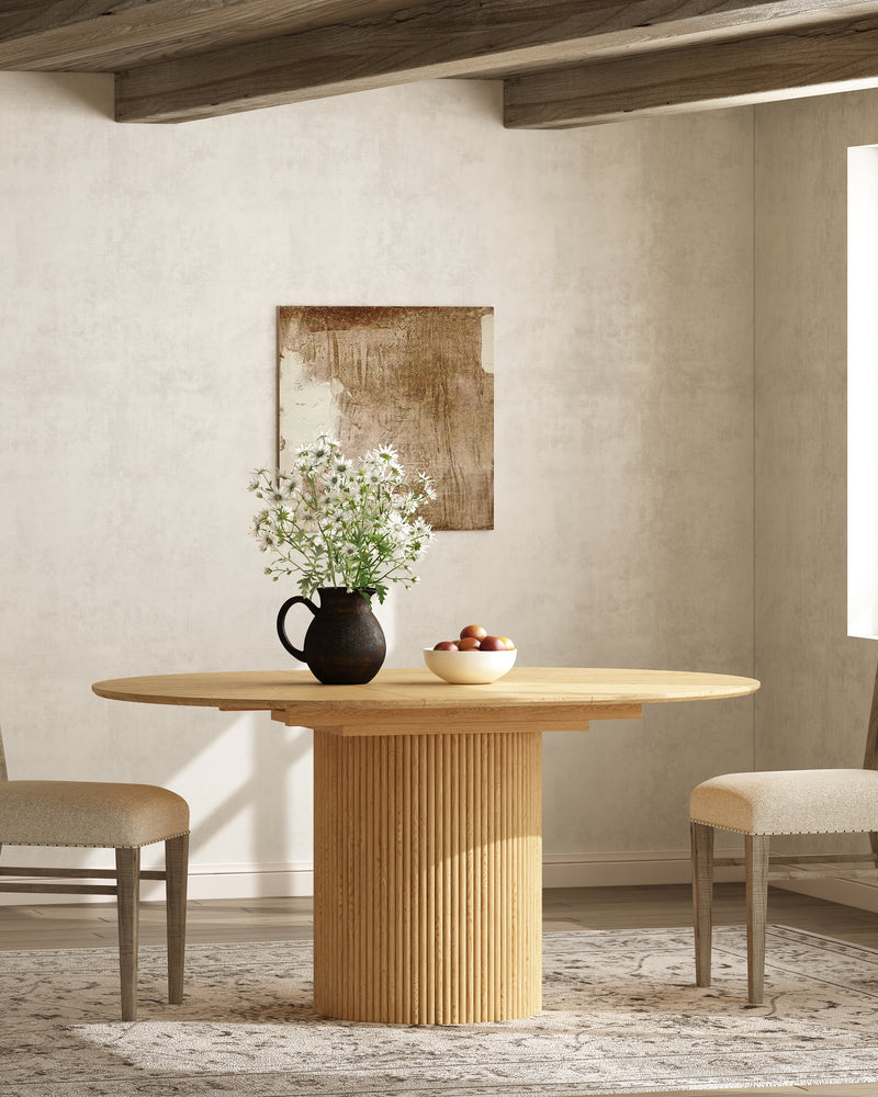 Oak Extendable Oval Solid Wood Dining Table