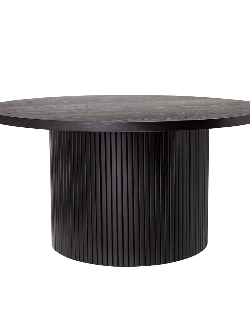 Black Round Coffee Table with Solid Wood Circle Pedestal Table