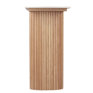 Natural  Marbled Wood Console Table Entryway Table with Fluted Base