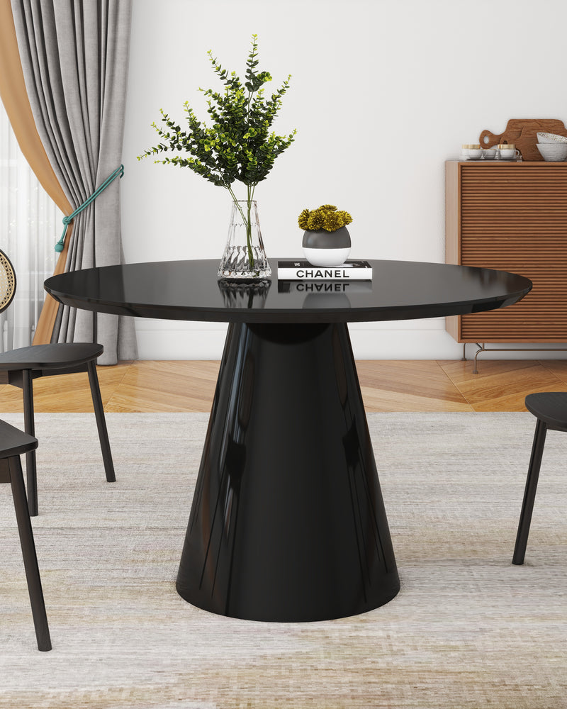 Black Modern High Glossy Round Dining Table
