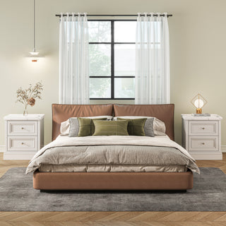 2-Drawer Nightstand with Faux Marble Top