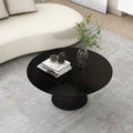 Black Modern Round Coffee Table with Cone-Shaped Base
