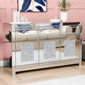 Glam Mirrored Diamond 3-Drawers Accent Cabinet Sideboard