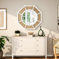 Large Rattan Mirror for Wall Decor Boho White Frame Wood