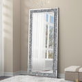 Floor Mirror, Glass Full Length Mirror with Crushed Diamond Frame