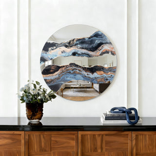 23.6" Artistic Marble Patterned Round Wall Mirror