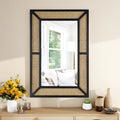 Rattan Mirror for Wall Decor Bohemian Rectangular Large Mirror