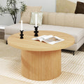 Luxury Pedestal Wood Round Coffee Table