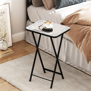 Sleek Glass Mirrored Side Table with Metal Leg