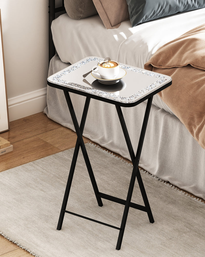Sleek Glass Mirrored Side Table with Metal Leg