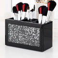 Black Makeup Brush Holder Organizer, 3 Slots Glass Cosmetic Brushes Storage Holder