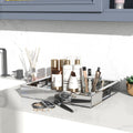 SHYFOY Mirror Glam Tray Bathroom Desktop Storage Tray, Silver Vanity Tray